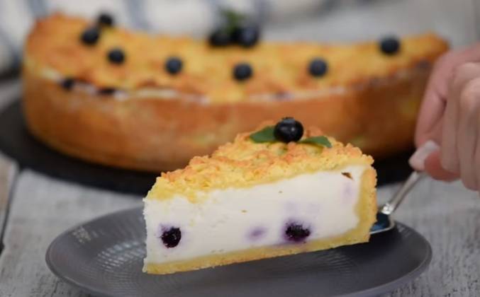 Творожный пирог с голубикой рецепт
