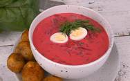 рецепт Свекольный холодный суп на кефире