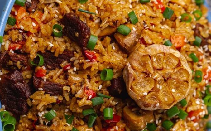 Рис со свининой на сковороде – пошаговый рецепт приготовления с фото