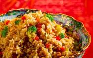 рецепт Жареный рис с овощами и креветками