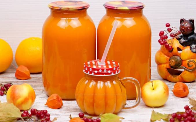 Домашний тыквенно яблочный сок с мякотью на зиму с апельсином рецепт