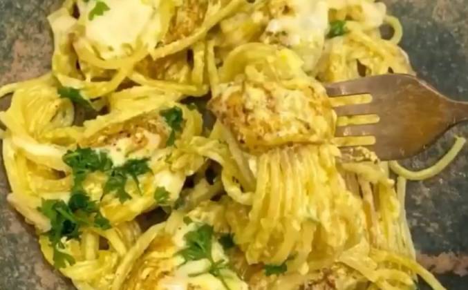 Спагетти с куриным филе в сливочном соусе рецепт