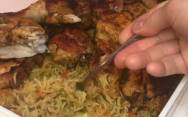 рецепт Рис с курицей и овощами в духовке на протвине
