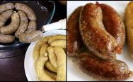 рецепт Домашние колбаски для жарки на сковороде из мяса и грибов