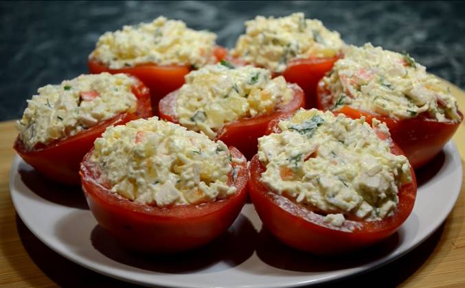 Фаршированные помидоры с сыром и чесноком рецепт с фото пошагово