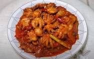 рецепт Мини осьминоги беби с овощами в остром соусе по корейски