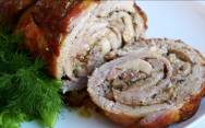 рецепт Праздничный мясной рулет из свинины и курицы