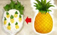 рецепт Праздничный салат грудка с ананасами и кукурузой