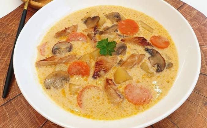 Сырный суп с грибами шампиньонами и курицей рецепт