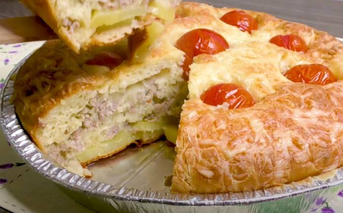 Пирог с картофелем и фаршем индейки в духовке рецепт
