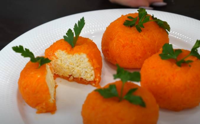 Мандаринки закуска с сыром и морковкой рецепт