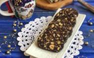 рецепт Домашняя шоколадная колбаска из печенья с орехами