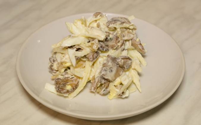 Салат с курицей и грибами шампиньоны жареные рецепт