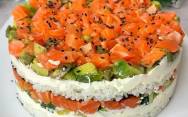 рецепт Торт салат суши слоями с красной рыбой