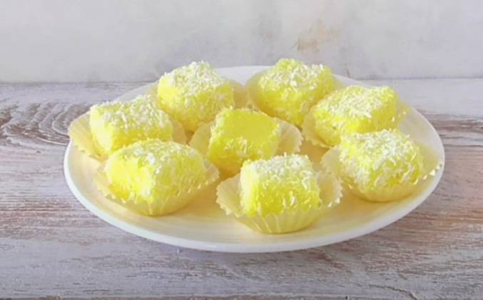 Лимонный мармелад с желатином в кокосовой стружке рецепт
