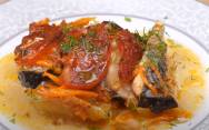 рецепт Рыба запеченная в духовке с овощами и картошкой
