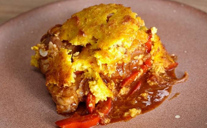 Курица с кукурузой, томатами и перцем в духовке Просто Кухня рецепт