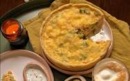 рецепт Киш пирог с форелью, брокколи, сыром и сливками