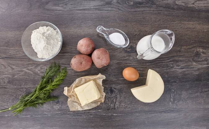 Хычины рецепт с картошкой и сыром на кефире на сковороде фото