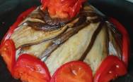 рецепт Торт из баклажанов с помидорами, перцем и творожным сыром