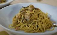 рецепт Спагетти с беконом и грибным соусом