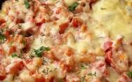 рецепт Запеканка из макарон с сосисками, помидорами и сыром в духовке