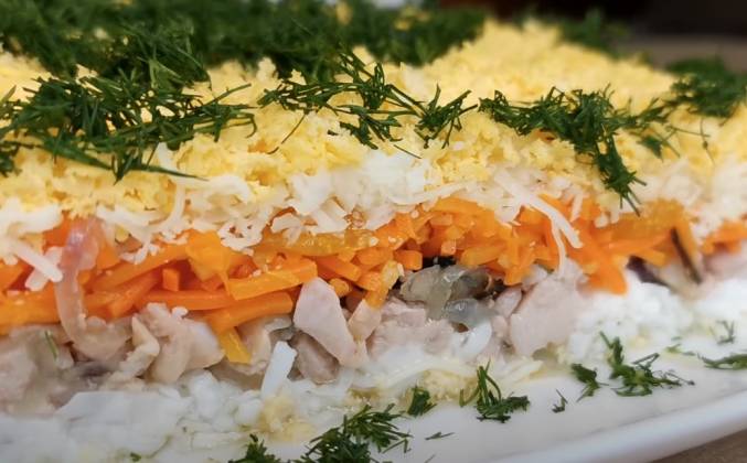 Салат с курицей, корейской морковью и мандаринами рецепт