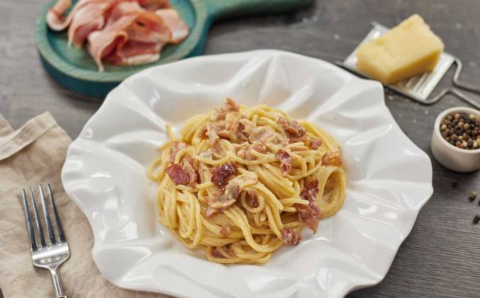 Спагетти карбонара с беконом Просто Кухня рецепт