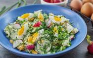 рецепт Весенний салат из яйца, огурца, редиса и капусты Просто Кухня