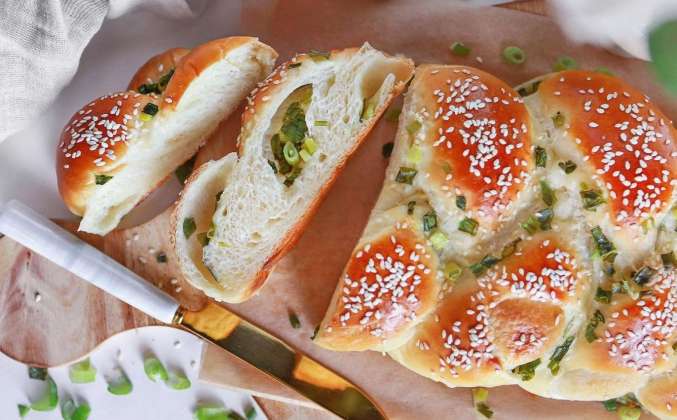 Хала хлеб с зеленым луком рецепт