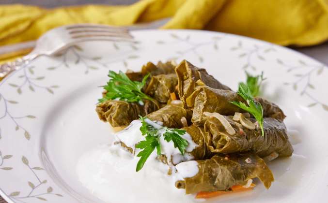 Долма с барбарисом, томатным соусом и мацони рецепт