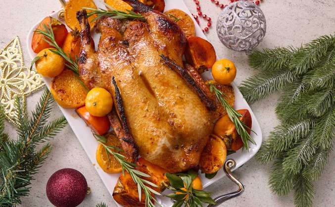 Запечённая утки с хурмой, мандаринами Просто Кухня рецепт